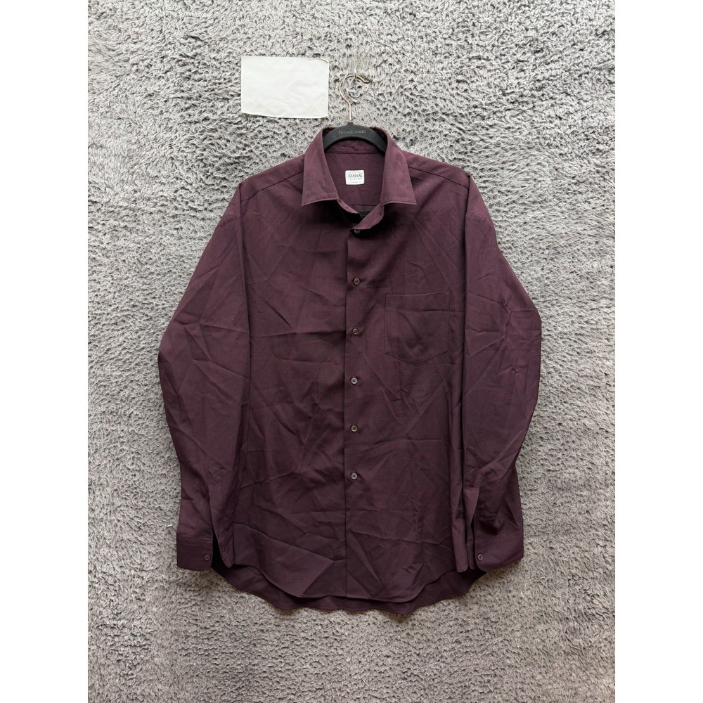 Armani Collezioni Classic Long Sleeve Button-Up Shirt Dark Plum Mens Size M